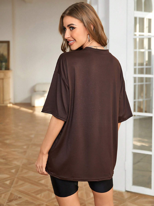 Solid Drop Shoulder Oversized Tee