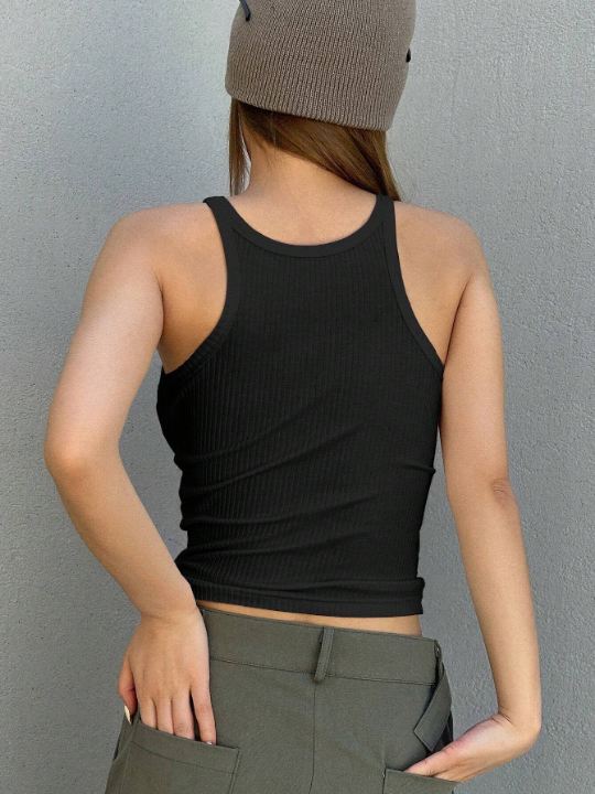 DAZY Solid Ribbed Knit Cami Top