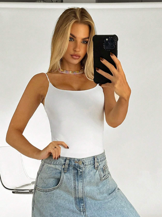 BAE Solid Criss Cross Backless Cami Top