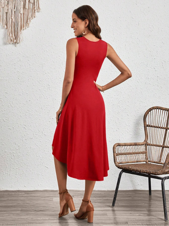 Clasi Solid Ruched Side A-line Dress