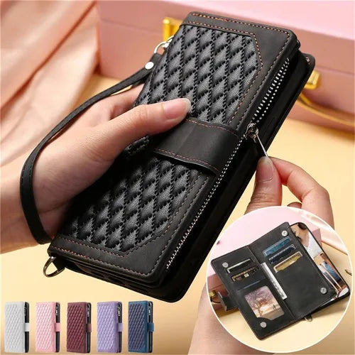 Long Lanyard Flip Leather Phone Case For IPhone 14 13 12 11 Pro Max X XS XR 8 7 Plus SE 2020 2022 Zipper Wallet Card Bags Cover Coque