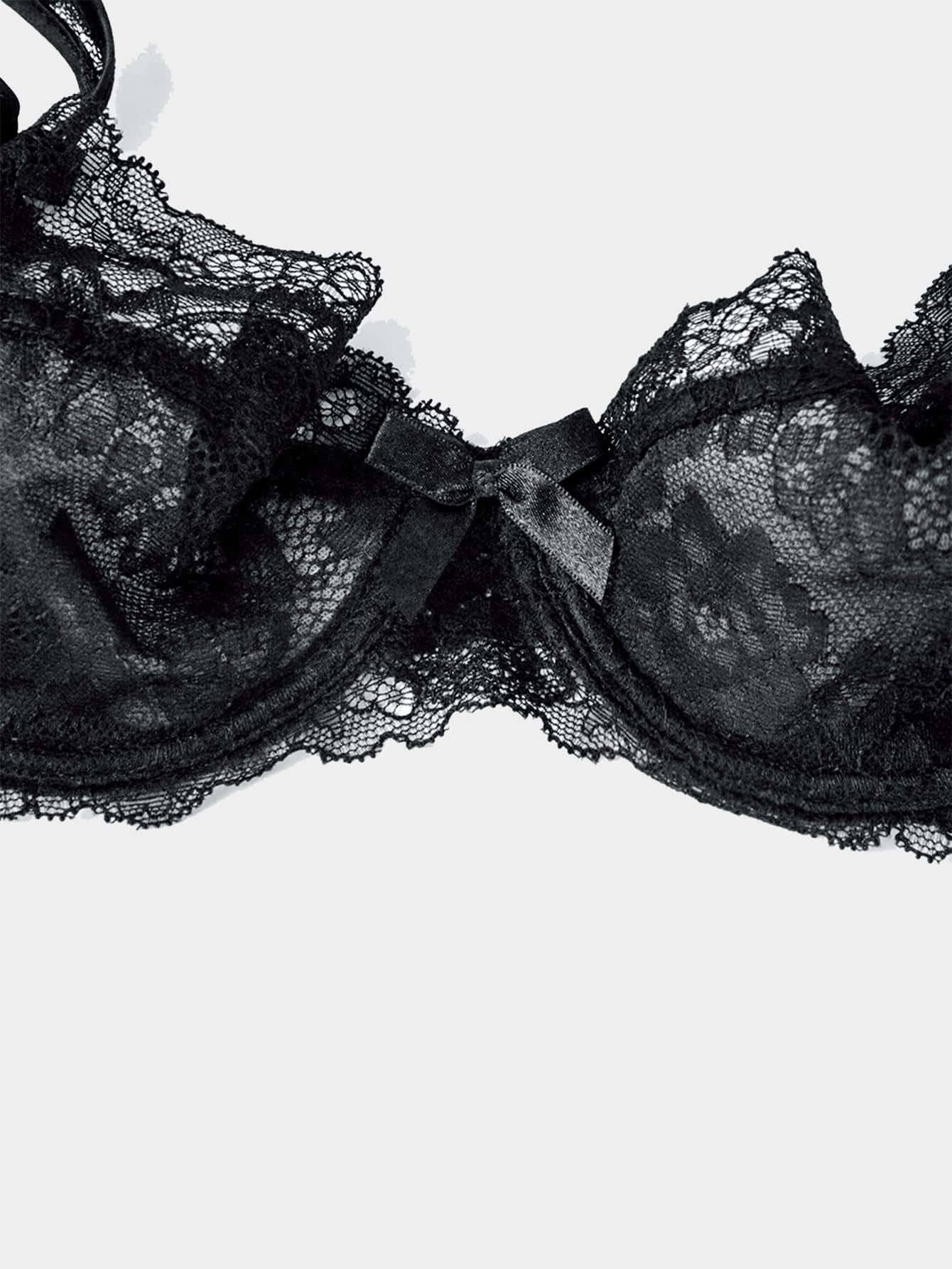 Floral Lace Bow Front Underwire Bra