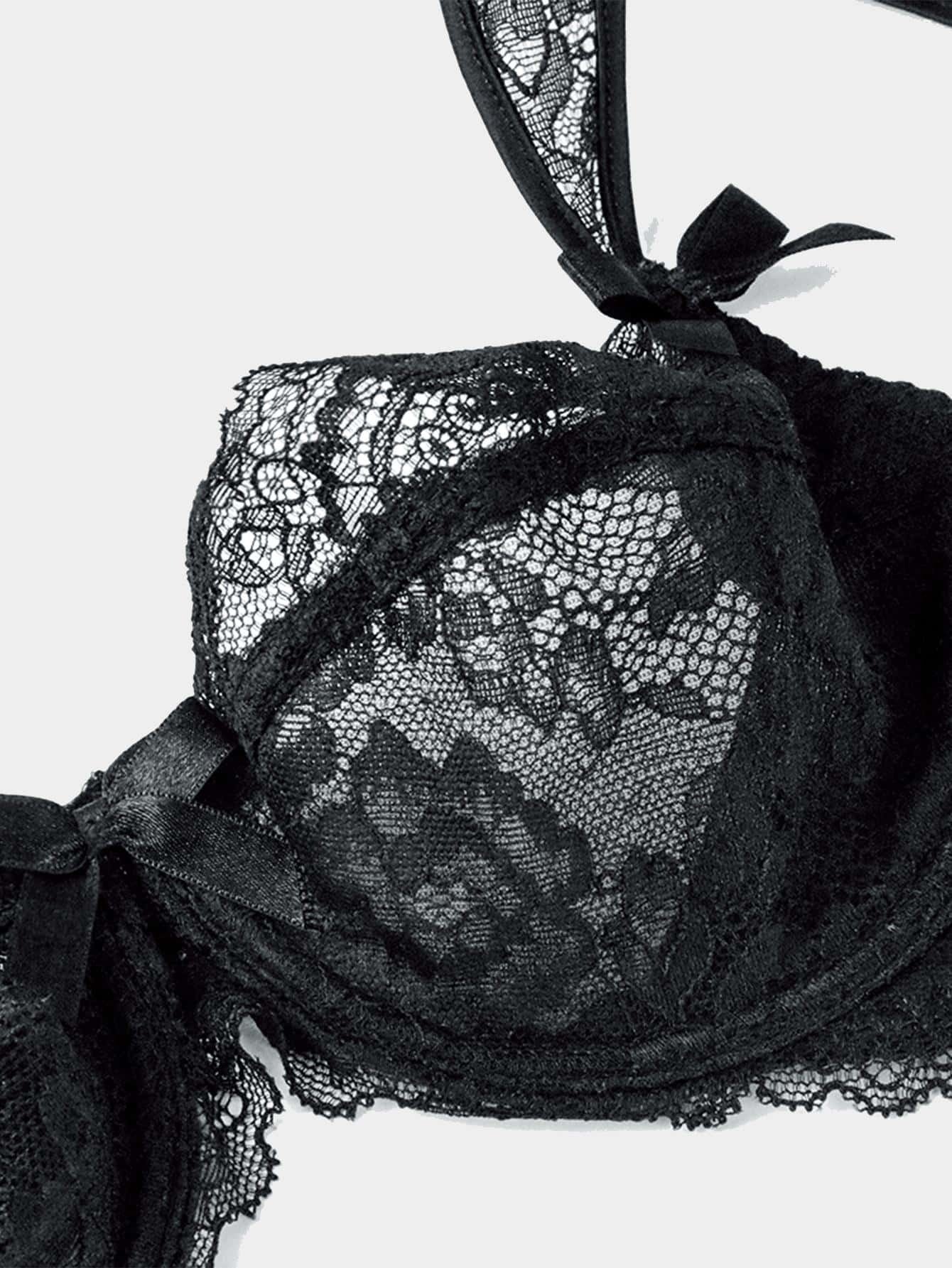 Floral Lace Bow Front Underwire Bra