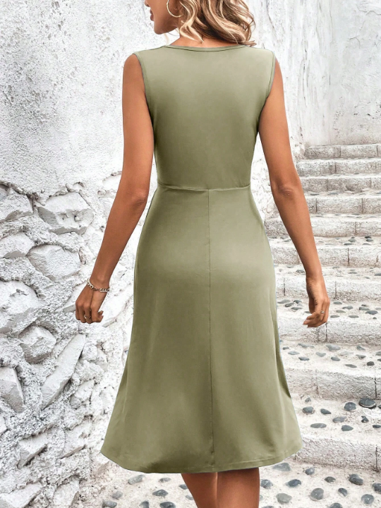 Solid Wrap Cross Dress