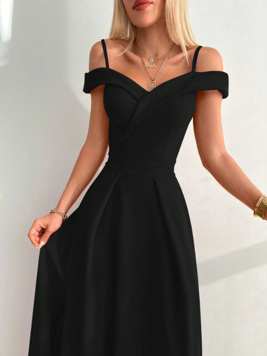 Cold Shoulder Split Thigh Dress