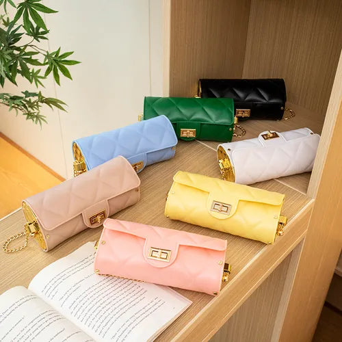 Summer New Solid Color Ringer Cylinder Bag, High-quality Jelly Bag, Chain Single Shoulder Crossbody Bag, Women's Bag,Mobile Phone Bag