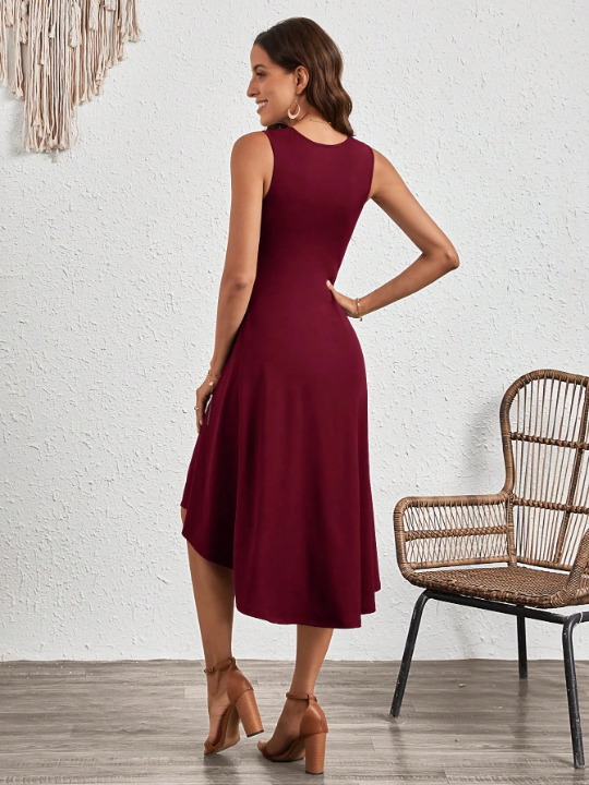 LUNE Ruched Side Solid A-line Dress