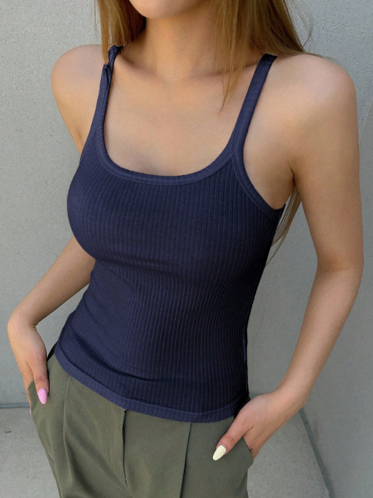 DAZY Solid Ribbed Knit Cami Top