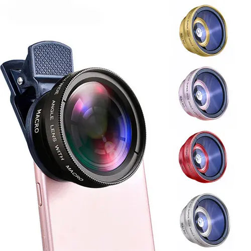 2 IN 1 Lens Universal Clip 37mm Mobile Phone Lens Professional 0.45x 49uv Super Wide-Angle + Macro HD Lens