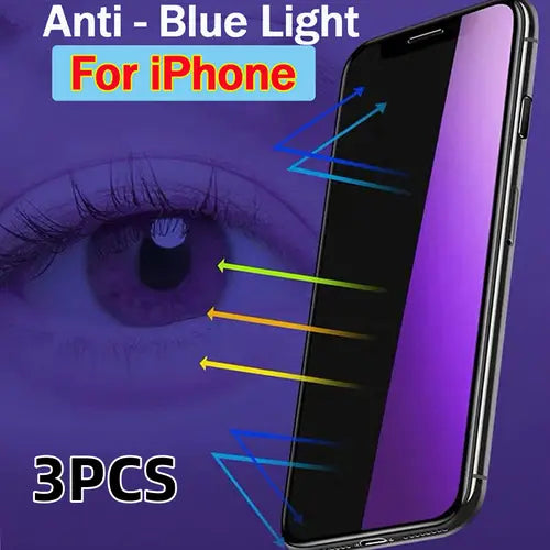 [3Pcs] Anti Blue Ray Light Tempered Glass Screen Protector For IPhone 12 Mini 6 7 8 For Eye Care