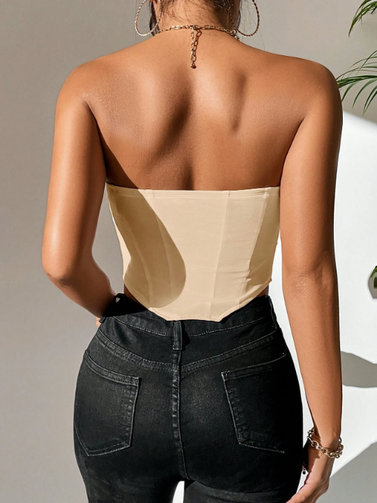 PETITE Solid Ruched Bandana Hem Tube Top