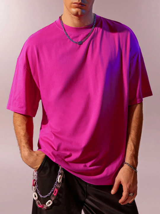 Manfinity Loose Fit Men's Solid Color Drop Shoulder T-Shirt