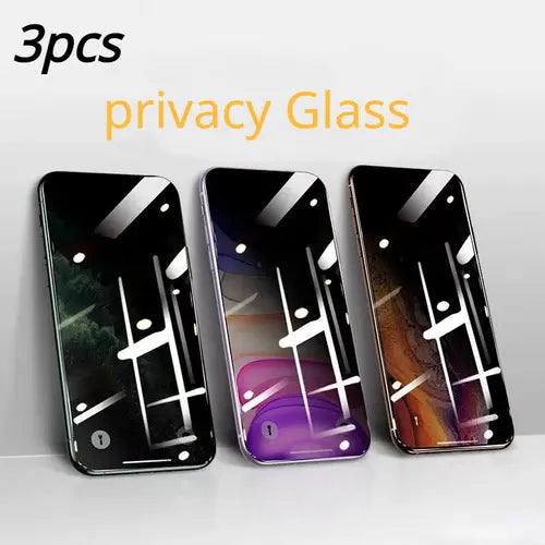 3Pcs Full Cover Black Edge Tempered Glass Private Screen Protector For IPhone 14 13 12 11 Pro MAX X XS Max XR 7 8 Plus