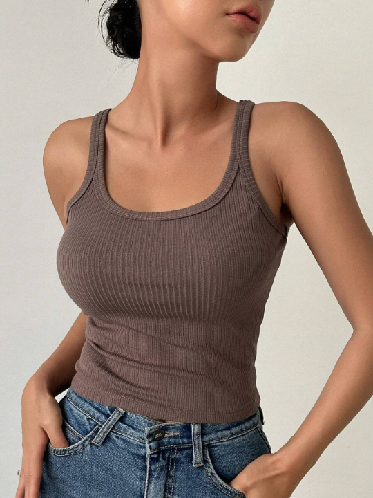 DAZY Solid Ribbed Knit Cami Top