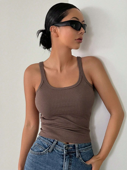 DAZY Solid Ribbed Knit Cami Top