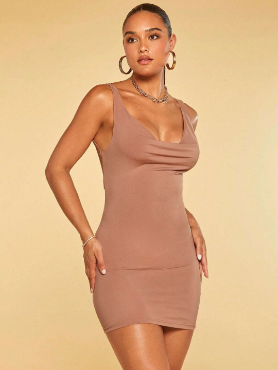 BAE Solid Backless Bodycon Dress