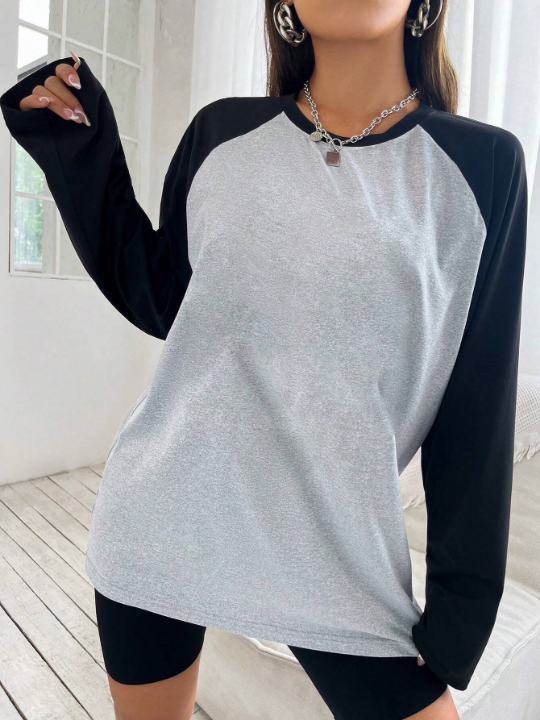 Colorblock Raglan Sleeve Tee