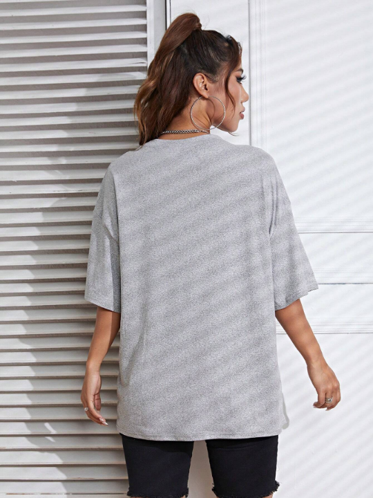 Solid Drop Shoulder Oversized Tee