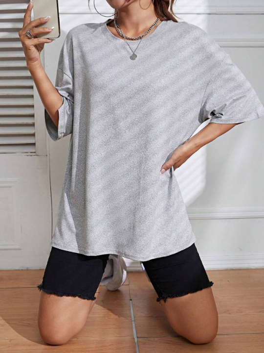 Solid Drop Shoulder Oversized Tee