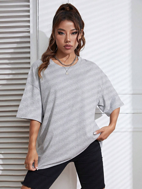 Solid Drop Shoulder Oversized Tee