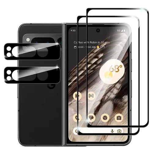 [2 + 2 Pack] For Google Pixel Fold Screen Protector Tempered Glass With Camera Lens Case Friendly
