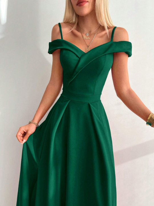 Cold Shoulder Split Thigh Dress