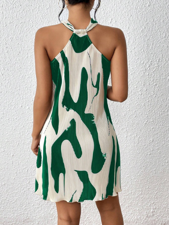 Privé Spring Break Graphic Print Halter Neck Dress