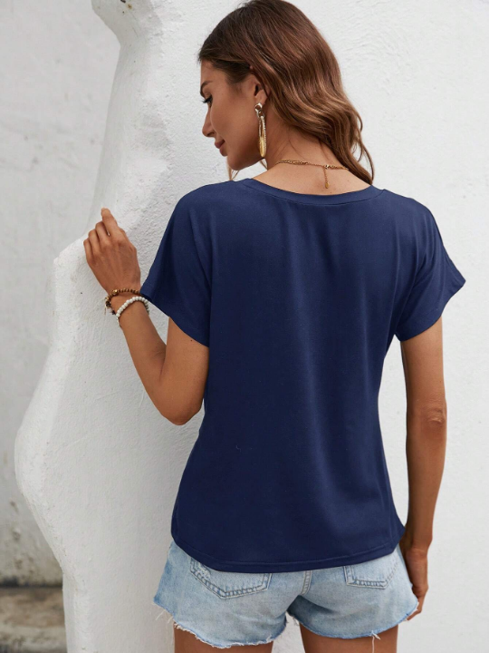 LUNE Twist Front Asymmetrical Hem Tee