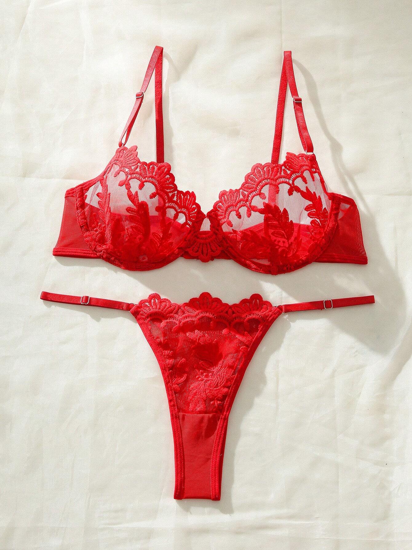 Floral Lace Underwire Lingerie Set