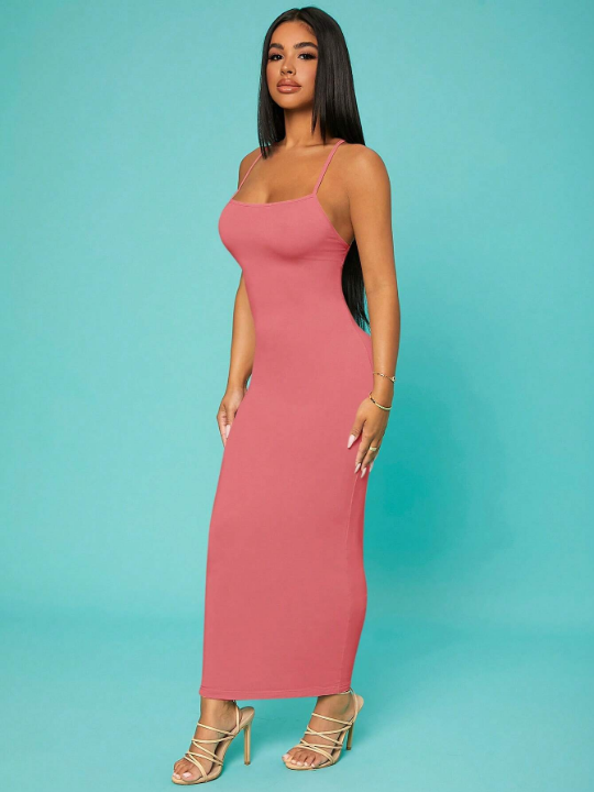 SXY Solid Criss Cross Backless Bodycon Dress