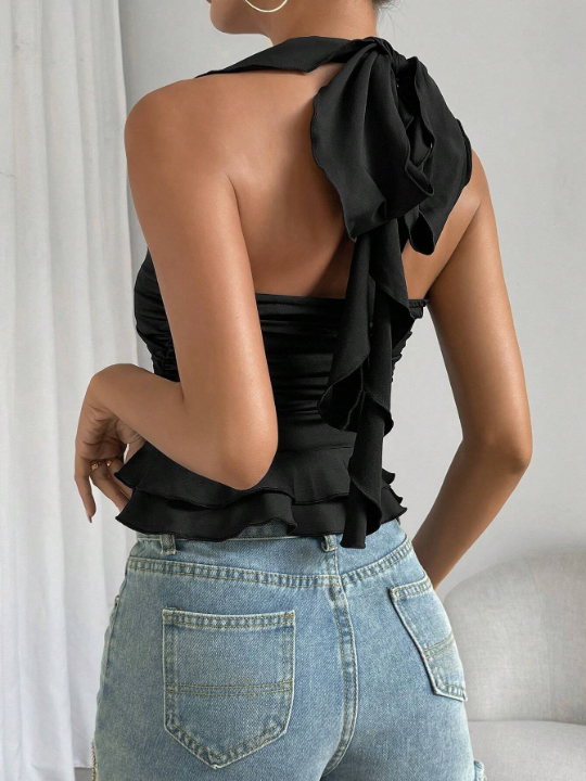 BAE Ruffle Trim Ruched Tank Top