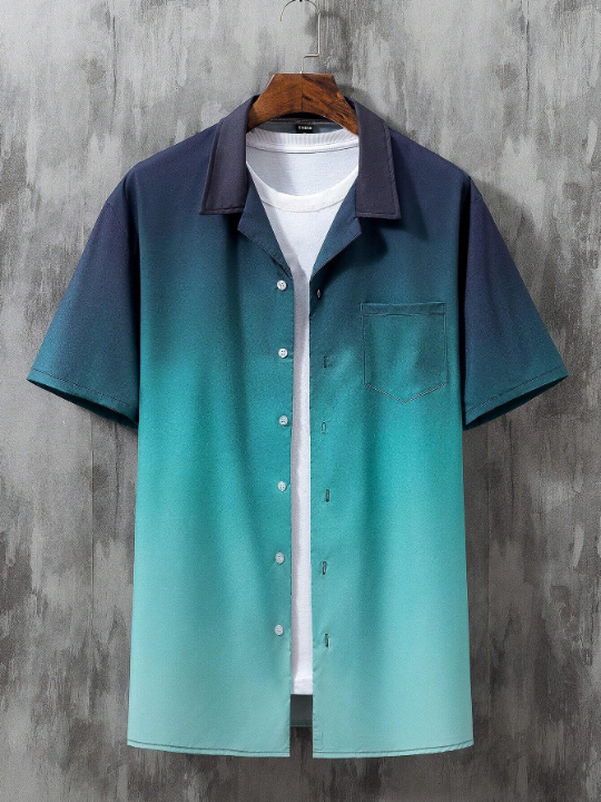 Manfinity Loose Men's Ombre Button-Up Shirt