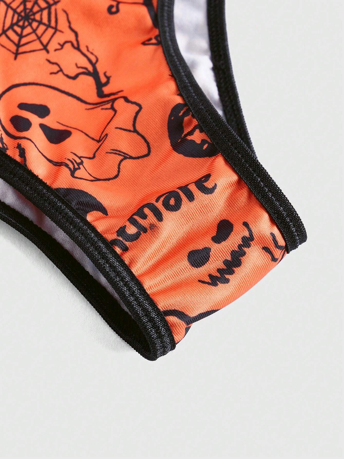 ROMWE X Dwi widiyanto Halloween Print Mesh Lingerie Set