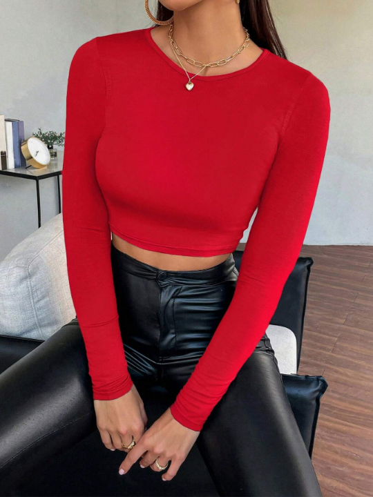 Frenchy Solid Crop Tee