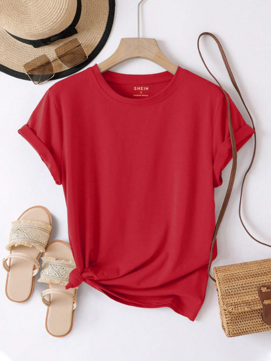 Essnce Solid Round Neck Tee