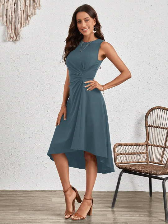 Clasi Ruched Front Solid Dress