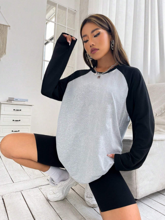 Colorblock Raglan Sleeve Tee