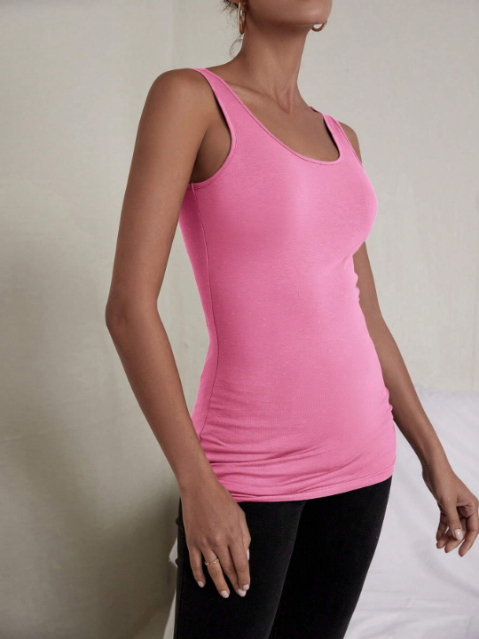 LUNE Solid Scoop Neck Tank Top