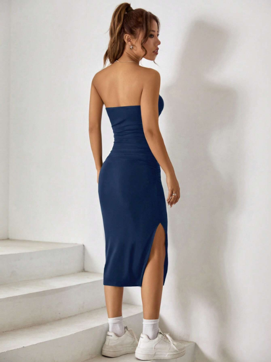 EZwear Split Thigh Tube Bodycon Dress