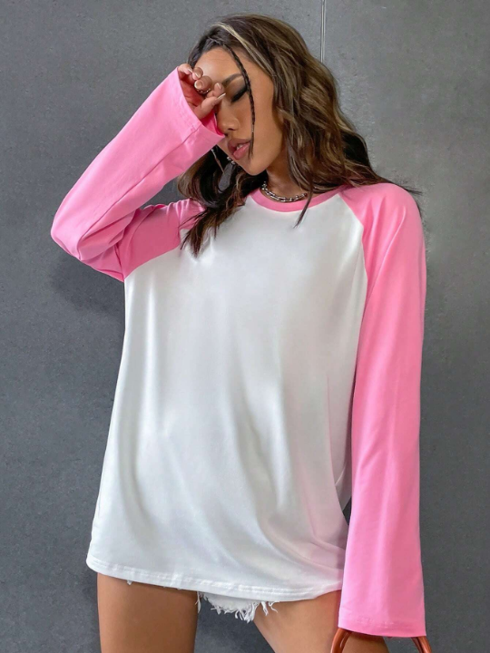 Colorblock Raglan Sleeve Tee