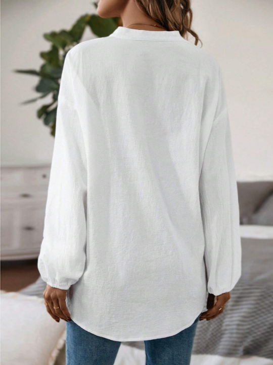 Unity White V-neck Long Sleeve Shirt