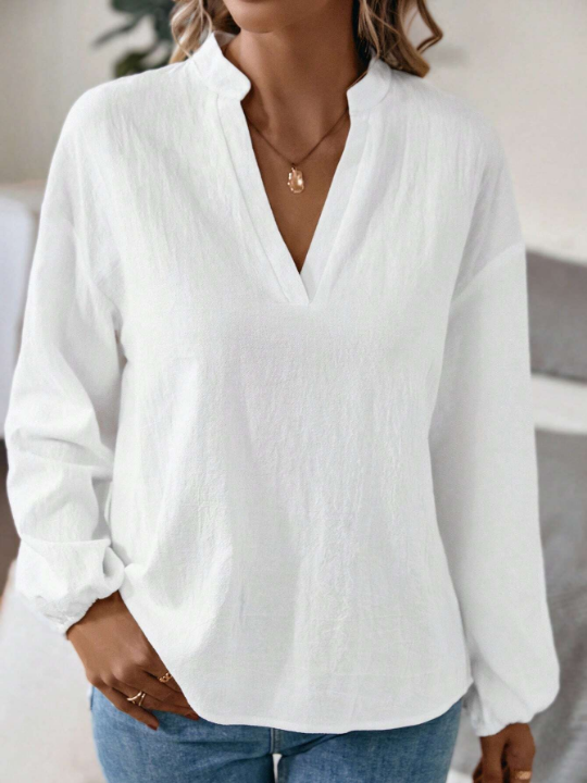 Unity White V-neck Long Sleeve Shirt