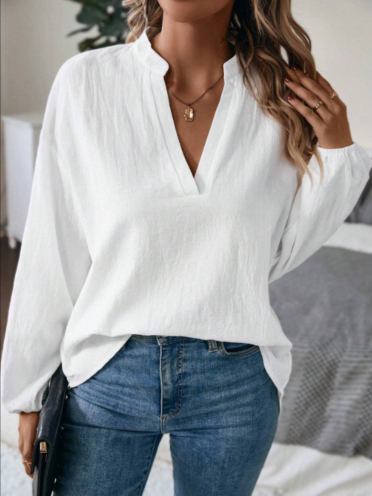 Unity White V-neck Long Sleeve Shirt