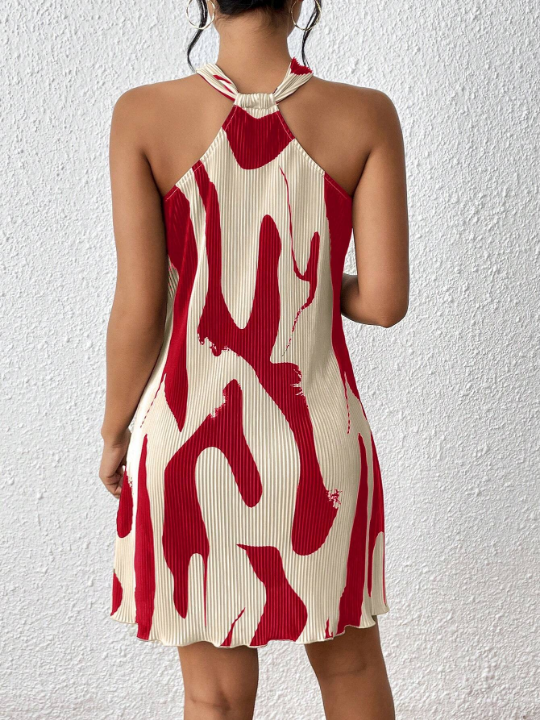 Privé Spring Break Graphic Print Halter Neck Dress