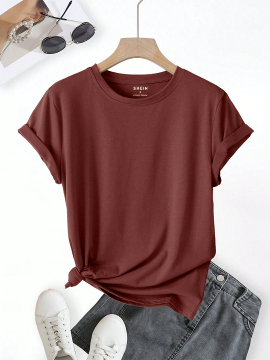 Essnce Solid Round Neck Tee