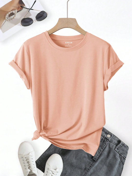 Essnce Solid Round Neck Tee