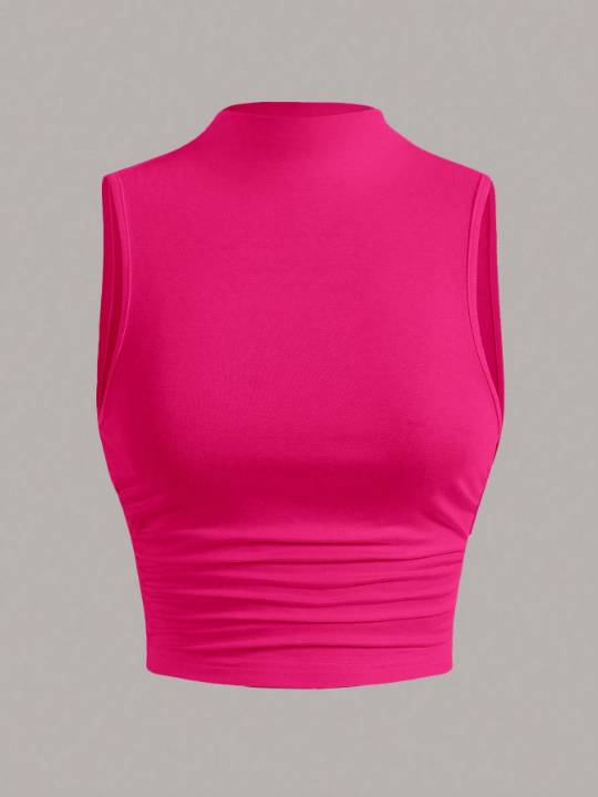 EZwear Mock Neck Ruched Tank Top