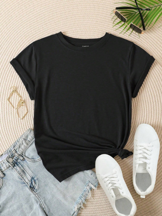 Essnce Solid Round Neck Tee