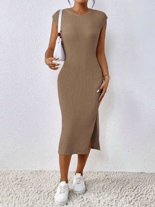 Frenchy Solid Split Thigh Tank Dress