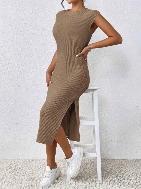 Frenchy Solid Split Thigh Tank Dress